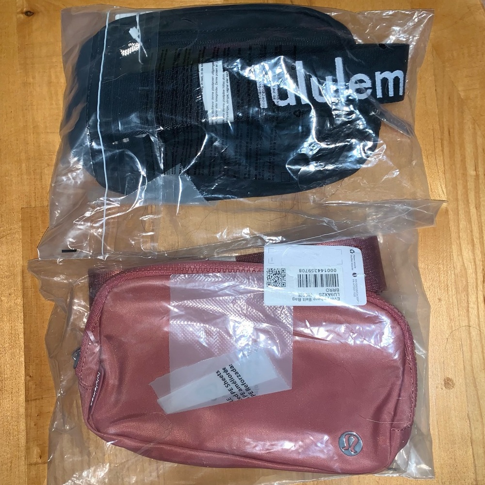 NWT Lululemon Everywhere Belt Bag Bundle - brier rose & black w/logo